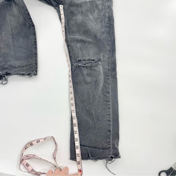 HUDSON Kass High Rise & Straight Fit Jeans Raw Hem Faded Black‎ Distressed 25 - Picture 6 of 15